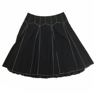 Black A-Line Skirt with Contrast Stitching